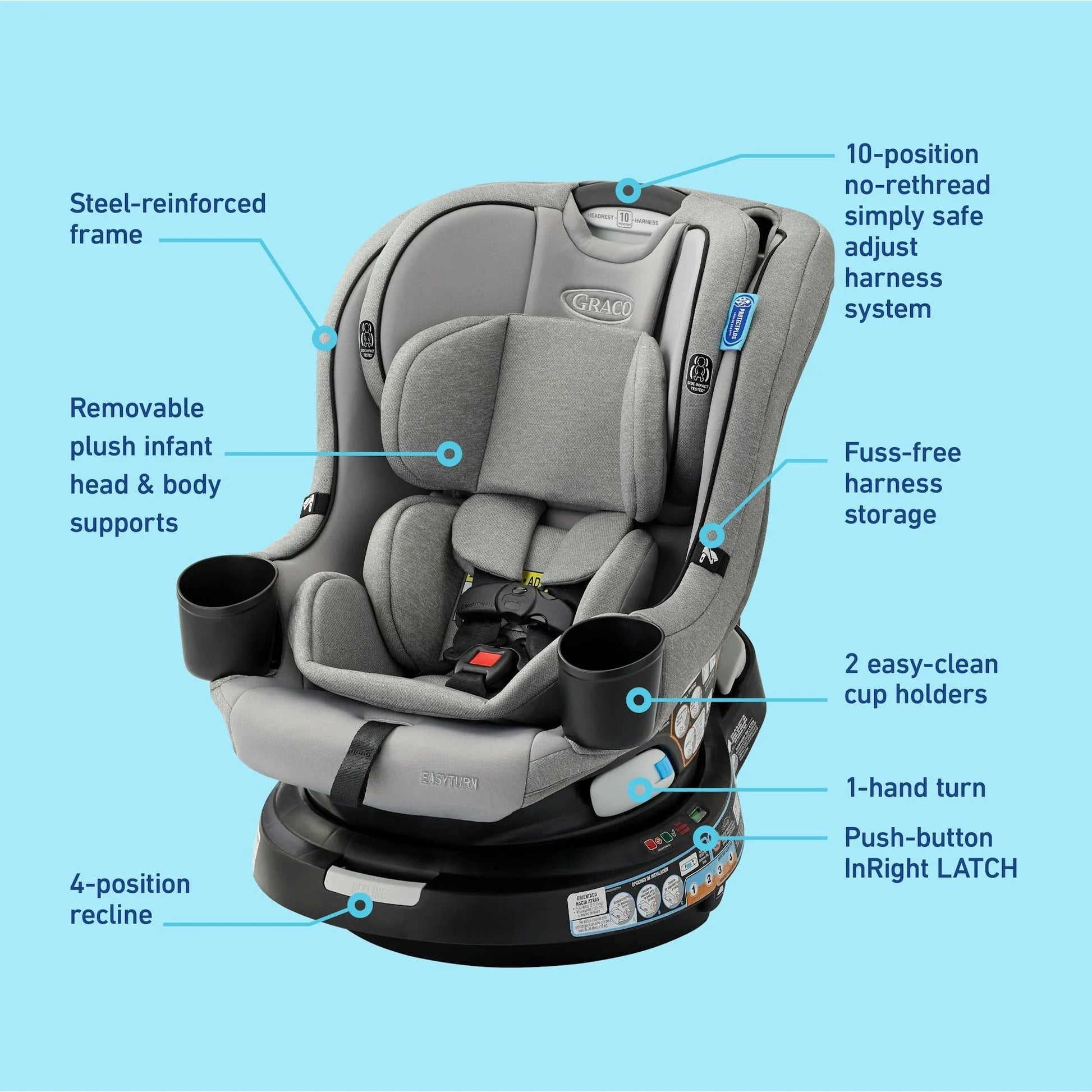 Easyturn 360 2-In-1 Rotating Convertible Car Seat